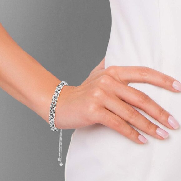 Sterling Silver Gold Plated Byzantine Bolo Bracelet Handmade in Italy - Picture 3 of 6